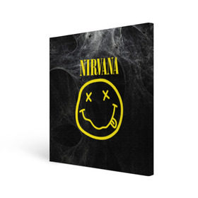 Холст квадратный с принтом Nirvana в городе Новоалтайск, 100% ПВХ |  | cobain | curt | nirvana | rock | smile | кобейн | курт | рок | смайл