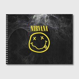 Альбом для рисования с принтом Nirvana в городе Новоалтайск, 100% бумага
 | матовая бумага, плотность 200 мг. | Тематика изображения на принте: cobain | curt | nirvana | rock | smile | кобейн | курт | рок | смайл