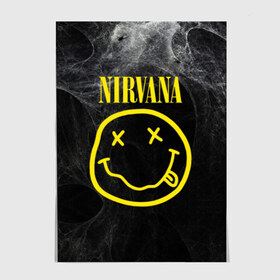 Постер с принтом Nirvana в городе Новоалтайск, 100% бумага
 | бумага, плотность 150 мг. Матовая, но за счет высокого коэффициента гладкости имеет небольшой блеск и дает на свету блики, но в отличии от глянцевой бумаги не покрыта лаком | cobain | curt | nirvana | rock | smile | кобейн | курт | рок | смайл