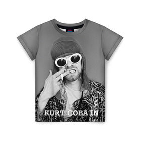 Детская футболка 3D с принтом Nirvana в городе Новоалтайск, 100% гипоаллергенный полиэфир | прямой крой, круглый вырез горловины, длина до линии бедер, чуть спущенное плечо, ткань немного тянется | Тематика изображения на принте: cobain | curt | nirvana | rock | кобейн | курт | рок