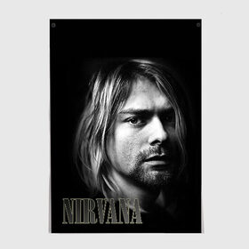 Постер с принтом Nirvana в городе Новоалтайск, 100% бумага
 | бумага, плотность 150 мг. Матовая, но за счет высокого коэффициента гладкости имеет небольшой блеск и дает на свету блики, но в отличии от глянцевой бумаги не покрыта лаком | cobain | curt | nirvana | rock | кобейн | курт | рок