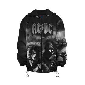Детская куртка 3D с принтом AC/DC в городе Новоалтайск, 100% полиэстер | застежка — молния, подол и капюшон оформлены резинкой с фиксаторами, по бокам — два кармана без застежек, один потайной карман на груди, плотность верхнего слоя — 90 г/м2; плотность флисового подклада — 260 г/м2 | ac dc | acdc | rock | рок | эйсидиси