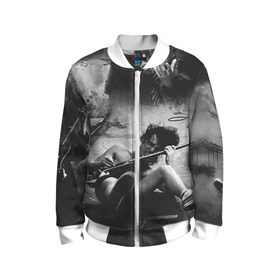 Детский бомбер 3D с принтом AC/DC в городе Новоалтайск, 100% полиэстер | застегивается на молнию, по бокам два кармана без застежек, мягкие манжеты, по низу бомбера и на воротнике — эластичная резинка | ac dc | acdc | rock | рок | эйсидиси