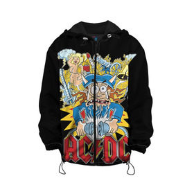Детская куртка 3D с принтом AC/DC в городе Новоалтайск, 100% полиэстер | застежка — молния, подол и капюшон оформлены резинкой с фиксаторами, по бокам — два кармана без застежек, один потайной карман на груди, плотность верхнего слоя — 90 г/м2; плотность флисового подклада — 260 г/м2 | ac dc | acdc | rock | рок | эйсидиси