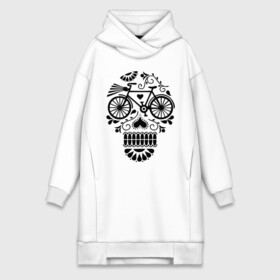 Платье-худи хлопок с принтом Велочереп в городе Новоалтайск,  |  | bicycle | bike | biker | байк | велик | велосипед | велосипедист | велоспорт | велочереп | спорт | череп