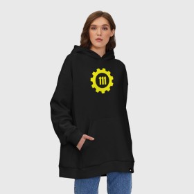 Худи SuperOversize хлопок с принтом Vault 111 в городе Новоалтайск, 70% хлопок, 30% полиэстер, мягкий начес внутри | карман-кенгуру, эластичная резинка на манжетах и по нижней кромке, двухслойный капюшон
 | vault 111 fallout 4 фаллаут
