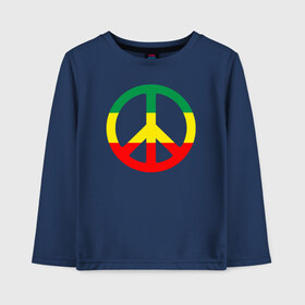 Детский лонгслив хлопок с принтом Rasta peace в городе Новоалтайск, 100% хлопок | круглый вырез горловины, полуприлегающий силуэт, длина до линии бедер | Тематика изображения на принте: rasta peace раста мир хиппи