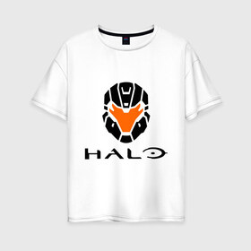 Женская футболка хлопок Oversize с принтом Halo в городе Новоалтайск, 100% хлопок | свободный крой, круглый ворот, спущенный рукав, длина до линии бедер
 | anniversary | game | halo | игры | хейло