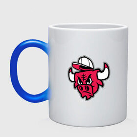 Кружка хамелеон с принтом Chicago Bulls (в кепке) в городе Новоалтайск, керамика | меняет цвет при нагревании, емкость 330 мл | Тематика изображения на принте: chicago bulls | буллз | кепка | чикаго | чикаго буллз