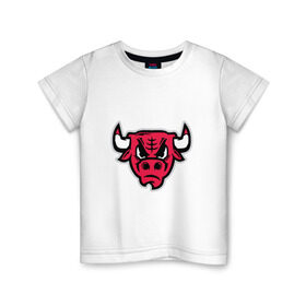 Детская футболка хлопок с принтом Chicago Bulls (голова) в городе Новоалтайск, 100% хлопок | круглый вырез горловины, полуприлегающий силуэт, длина до линии бедер | chicago bulls | буллз | чикаго