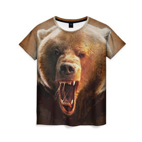 Женская футболка 3D с принтом Медведь в городе Новоалтайск, 100% полиэфир ( синтетическое хлопкоподобное полотно) | прямой крой, круглый вырез горловины, длина до линии бедер | медведь | мишка