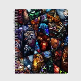 Тетрадь с принтом All pic в городе Новоалтайск, 100% бумага | 48 листов, плотность листов — 60 г/м2, плотность картонной обложки — 250 г/м2. Листы скреплены сбоку удобной пружинной спиралью. Уголки страниц и обложки скругленные. Цвет линий — светло-серый
 | Тематика изображения на принте: dota 2 | game | дота 2 | ол пик | персонажи