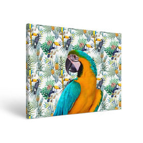 Холст прямоугольный с принтом Попугаи в городе Новоалтайск, 100% ПВХ |  | myparrots | parrot | ара | листья | орнамент | попугаи | птицы | рай | синежелтый | тукан | узор | цветы