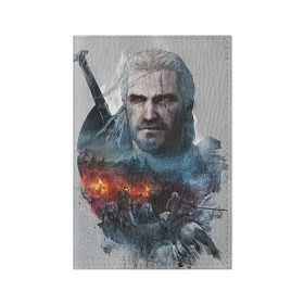 Обложка для паспорта матовая кожа с принтом Witcher в городе Новоалтайск, натуральная матовая кожа | размер 19,3 х 13,7 см; прозрачные пластиковые крепления | ведьмак