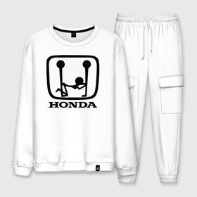 Мужской костюм хлопок с принтом Honda Logo Sexy в городе Новоалтайск, 100% хлопок | на свитшоте круглая горловина, мягкая резинка по низу. Брюки заужены к низу, на них два вида карманов: два “обычных” по бокам и два объемных, с клапанами, расположенные ниже линии бедра. Брюки с мягкой трикотажной резинкой на поясе и по низу штанин. В поясе для дополнительного комфорта — широкие завязки | Тематика изображения на принте: 