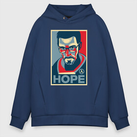 Мужское худи Oversize хлопок с принтом Half-Life HOPE в городе Новоалтайск, френч-терри — 70% хлопок, 30% полиэстер. Мягкий теплый начес внутри —100% хлопок | боковые карманы, эластичные манжеты и нижняя кромка, капюшон на магнитной кнопке | half life | hl | mr.freeman | мистер фрим | надежда на hl3hope | халф лайф