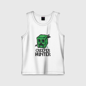 Детская майка хлопок с принтом Creeper hunter в городе Новоалтайск,  |  | крипер | майнкрафт | охотник