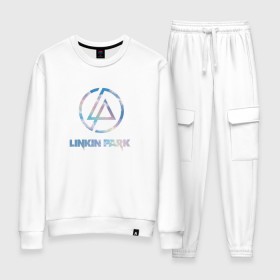 Женский костюм хлопок с принтом Linkin park sky в городе Новоалтайск, 100% хлопок | на свитшоте круглая горловина, мягкая резинка по низу. Брюки заужены к низу, на них два вида карманов: два 