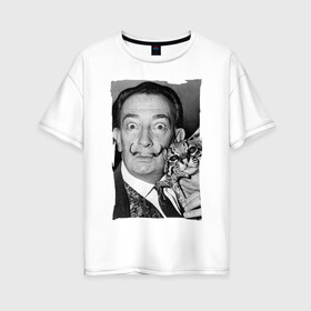 Женская футболка хлопок Oversize с принтом Сальвадор Дали (Salvador Dali) в городе Новоалтайск, 100% хлопок | свободный крой, круглый ворот, спущенный рукав, длина до линии бедер
 | salvador dali | искусство | сальвадор дали | художник