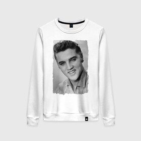 Женский свитшот хлопок с принтом Элвис Пресли (Elvis Presley) в городе Новоалтайск, 100% хлопок | прямой крой, круглый вырез, на манжетах и по низу широкая трикотажная резинка  | elvis presley | король | рок н ролл | элвис пресли