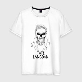 Мужская футболка хлопок с принтом Tate Langdon в городе Новоалтайск, 100% хлопок | прямой крой, круглый вырез горловины, длина до линии бедер, слегка спущенное плечо. | american | horror | story | американкая | история