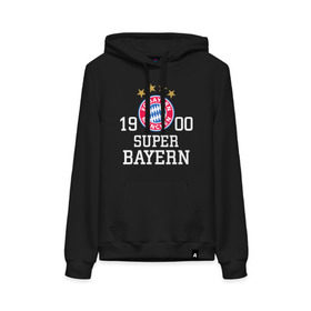 Женская толстовка хлопок с принтом Super Bayern в городе Новоалтайск, френч-терри, мягкий теплый начес внутри (100% хлопок) | карман-кенгуру, эластичные манжеты и нижняя кромка, капюшон с подкладом и шнурком | бавария
