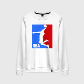Женский свитшот хлопок с принтом NBA в городе Новоалтайск, 100% хлопок | прямой крой, круглый вырез, на манжетах и по низу широкая трикотажная резинка  | basketball | nba | sport | баскетбол | нба | спорт