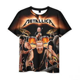 Мужская футболка 3D с принтом METALLICA в городе Новоалтайск, 100% полиэфир | прямой крой, круглый вырез горловины, длина до линии бедер | металлика