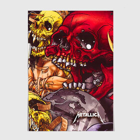 Постер с принтом METALLICA в городе Новоалтайск, 100% бумага
 | бумага, плотность 150 мг. Матовая, но за счет высокого коэффициента гладкости имеет небольшой блеск и дает на свету блики, но в отличии от глянцевой бумаги не покрыта лаком | металлика