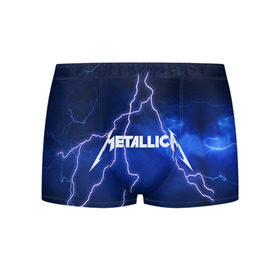 Мужские трусы 3D с принтом METALLICA в городе Новоалтайск, 50% хлопок, 50% полиэстер | классическая посадка, на поясе мягкая тканевая резинка | Тематика изображения на принте: metallica | rock | металлика | рок