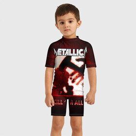Детский купальный костюм 3D с принтом METALLICA в городе Новоалтайск, Полиэстер 85%, Спандекс 15% | застежка на молнии на спине | metallica | rock | металлика | рок