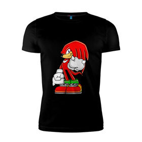 Мужская футболка премиум с принтом Knuckles в городе Новоалтайск, 92% хлопок, 8% лайкра | приталенный силуэт, круглый вырез ворота, длина до линии бедра, короткий рукав | knukles | sonic | ехидна | наклз | соник