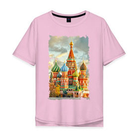 Мужская футболка хлопок Oversize с принтом Собор Василия Блаженного в городе Новоалтайск, 100% хлопок | свободный крой, круглый ворот, “спинка” длиннее передней части | красная площадь | кремль | москва | осень | россия