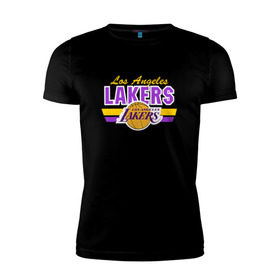 Мужская футболка премиум с принтом Los Angeles Lakers в городе Новоалтайск, 92% хлопок, 8% лайкра | приталенный силуэт, круглый вырез ворота, длина до линии бедра, короткий рукав | basketball | lakers | баскетболл | лос анджелес | нба
