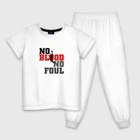 Детская пижама хлопок с принтом No blood no foul Basketball в городе Новоалтайск, 100% хлопок |  брюки и футболка прямого кроя, без карманов, на брюках мягкая резинка на поясе и по низу штанин
 | basketball | баскетбол | мяч | силуэт | спортсмен