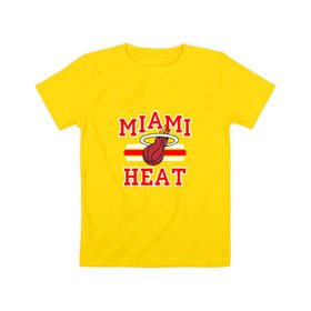 Детская футболка хлопок с принтом Miami Heat в городе Новоалтайск, 100% хлопок | круглый вырез горловины, полуприлегающий силуэт, длина до линии бедер | basketball | nba | баскетболл | майами | нба | хит
