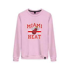 Женский свитшот хлопок с принтом Miami Heat в городе Новоалтайск, 100% хлопок | прямой крой, круглый вырез, на манжетах и по низу широкая трикотажная резинка  | basketball | nba | баскетболл | майами | нба | хит
