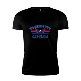 Мужская футболка премиум с принтом Washington Capitals WC в городе Новоалтайск, 92% хлопок, 8% лайкра | приталенный силуэт, круглый вырез ворота, длина до линии бедра, короткий рукав | capitals | ovechkin | washington | вашингтон | овечкин