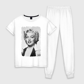 Женская пижама хлопок с принтом Мэрилин Монро (Marilyn Monroe) в городе Новоалтайск, 100% хлопок | брюки и футболка прямого кроя, без карманов, на брюках мягкая резинка на поясе и по низу штанин | marilyn monroe | актриса | мэрилин монро | певица