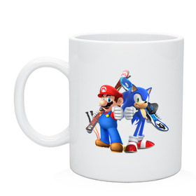 Кружка с принтом Sonic & Mario в городе Новоалтайск, керамика | объем — 330 мл, диаметр — 80 мм. Принт наносится на бока кружки, можно сделать два разных изображения | Тематика изображения на принте: nintendo | марио | нинтендо