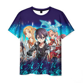 Мужская футболка 3D с принтом Sword Art Online в городе Новоалтайск, 100% полиэфир | прямой крой, круглый вырез горловины, длина до линии бедер | Тематика изображения на принте: sao | sword art online | асуна | игра | кирито | меч онлайн | сворд арт | сворд арт онлайн