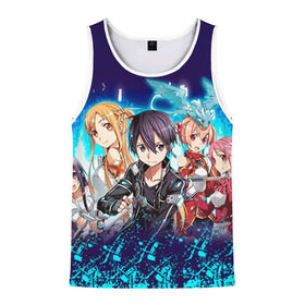 Мужская майка 3D с принтом Sword Art Online в городе Новоалтайск, 100% полиэстер | круглая горловина, приталенный силуэт, длина до линии бедра. Пройма и горловина окантованы тонкой бейкой | Тематика изображения на принте: sao | sword art online | асуна | игра | кирито | меч онлайн | сворд арт | сворд арт онлайн