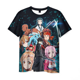 Мужская футболка 3D с принтом Sword Art Online в городе Новоалтайск, 100% полиэфир | прямой крой, круглый вырез горловины, длина до линии бедер | Тематика изображения на принте: sao | sword art online | асуна | игра | кирито | меч онлайн | сворд арт | сворд арт онлайн