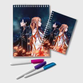 Блокнот с принтом Sword Art Online в городе Новоалтайск, 100% бумага | 48 листов, плотность листов — 60 г/м2, плотность картонной обложки — 250 г/м2. Листы скреплены удобной пружинной спиралью. Цвет линий — светло-серый
 | sao | sword art online | асуна | игра | кирито | меч онлайн | сворд арт | сворд арт онлайн