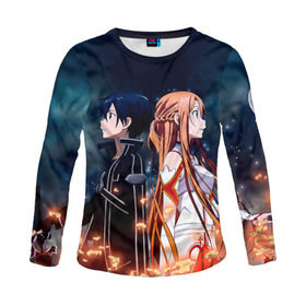 Женский лонгслив 3D с принтом Sword Art Online в городе Новоалтайск, 100% полиэстер | длинные рукава, круглый вырез горловины, полуприлегающий силуэт | sao | sword art online | асуна | игра | кирито | меч онлайн | сворд арт | сворд арт онлайн