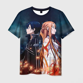 Мужская футболка 3D с принтом Sword Art Online в городе Новоалтайск, 100% полиэфир | прямой крой, круглый вырез горловины, длина до линии бедер | Тематика изображения на принте: sao | sword art online | асуна | игра | кирито | меч онлайн | сворд арт | сворд арт онлайн