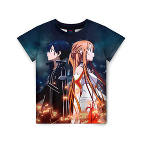 Детская футболка 3D с принтом Sword Art Online в городе Новоалтайск, 100% гипоаллергенный полиэфир | прямой крой, круглый вырез горловины, длина до линии бедер, чуть спущенное плечо, ткань немного тянется | sao | sword art online | асуна | игра | кирито | меч онлайн | сворд арт | сворд арт онлайн