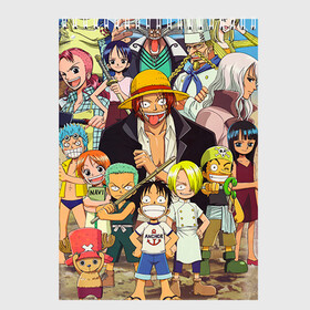 Скетчбук с принтом One Piece в городе Новоалтайск, 100% бумага
 | 48 листов, плотность листов — 100 г/м2, плотность картонной обложки — 250 г/м2. Листы скреплены сверху удобной пружинной спиралью | Тематика изображения на принте: anime | one piece | аниме | ван пис