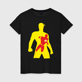 Женская футболка хлопок с принтом Flash Minimalist Comics в городе Новоалтайск, 100% хлопок | прямой крой, круглый вырез горловины, длина до линии бедер, слегка спущенное плечо | flash minimalist comics justice flash флеш