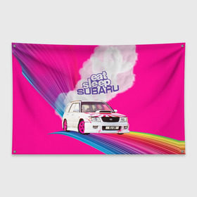 Флаг-баннер с принтом Subaru в городе Новоалтайск, 100% полиэстер | размер 67 х 109 см, плотность ткани — 95 г/м2; по краям флага есть четыре люверса для крепления | Тематика изображения на принте: drag | eat | ej20 | forester | jdm | rainbow | sf5 | sleep | subaru | субару | супердрифтбитва | форестер
